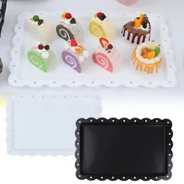 접시 림 일회용 서빙 트레이 플래터 홈 파티 장식 Piez를위한 휴대하기 쉬운 내구성 플라스틱 케이크 팬