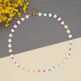 Halsband KKBEAD Natürliche Muschel Herz Halskette Für Frauen Geschenke Weibliche Accessoires Designer Boho Bunte Perlen Halsketten Kragen