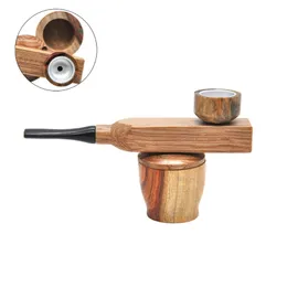 Smoking Pipes New double-layer pipe portable storable wood pipe rotary belt storage pot