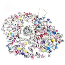 Charms Colorf Images100Pcs/Lot Styles Mixed Designs Floating Locket Charm Alloy For Glass Living Lockets Jewelry Diy Drop Delivery F Dhifn