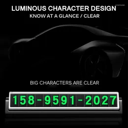 Interior Decorations Onever 2023 Car Luminous Phone Number Stickers Plate Parking Card Park Stop In Car-Styling Night Light Temporary