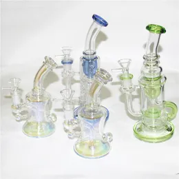 Narghilè Bong in vetro unico Pipa ad acqua Riciclatore Dab Rig 14,5 mm Bong comune Percolatore Perc Oil Rigs con raccoglitori di cenere