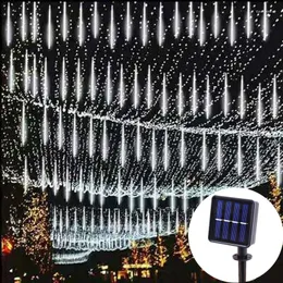 سلاسل شمسية LED Meteor Shower Light Holiday String Hootproof Fairy Lights Street Garland Garland Outdoor Ramadan Dreading