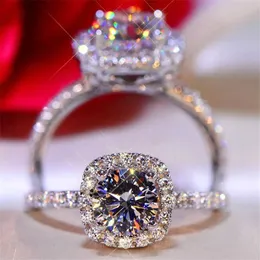 Pierścień Ring Knobspin D Color okrągły moissanite 925 Srebrny srebrny z 18 -karatowym białym złotem dla kobiet Wedding Pround Fine Jewelry Y2302