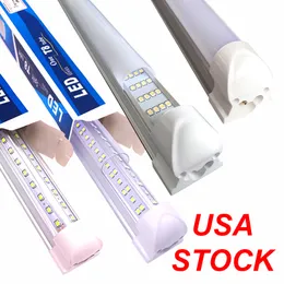 V-Shaped 4ft 5ft 6ft 8ft T8 LED Lights Integrated LED Tube Light Fixtures 4 Row LEDs SMD2835 LED Lights Stock in USA lighting Crestech168