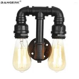 Lampada da parete Double Iron Loft Antique Water Pipe Light LED Edison Applique Industrial Vintage Lighting Home Decor Apparecchio