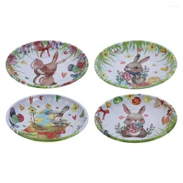 Plates 4pcs Easter Plate Spring Salad Rustic Metal Snack Dish Towel Tray