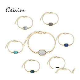 Charm armband handgjorda kristallharts druzy armband ankomst colorf natursten armband f￶r kvinnor guld sier smycken g￥va drop deli otcbg