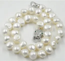 Chains Fashion Jewelry Beautiful 12-13mm South Sea White Baroque Pearl Necklace 18" Leopard Clasp