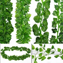 Decorative Flowers 12Pcs Faux Vines Artificial Plants Green Leaf Ivy Wreath Ceiling Rattan Home Party DIY Wedding Wall Decoration Simulation