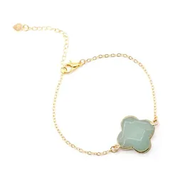 Charm Bracelets Four Leaf Clover Simple Gemstone Bangle Bracelet Gold Plated Friendship Wish Chain Jewelry Lucky Gift Drop Delivery Dhu4L