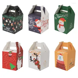 Juldekorationer 10st tecknad glada behandlingslådor för Candy Biscuit Baking Apple Paper Box Cookie Gift Packaging Year Navidad