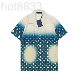 القمصان غير الرسمية للرجال 22SS الفاخرة رجالي الموضة الهندسية الكلاسيكية طباعة قميص البولينج الأسود هاواي الرجال النحيف