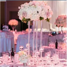 Dekoracja imprezy przezroczystą akrylową podłogę wazon stojak kwiatowy z lustrzaną podstawą kolumny ślubne geometryczne centralne wazony dekoracja domowa
