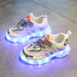 Athletic Shoes COZULMA Children USB Charging Glowing Sneakers Girls Boys Sports Kids Led Light Up Running Luminous 25-35