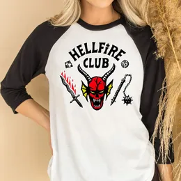 Kadın T-Shirt Hellfire Club Y2K Günlük Siyah Tees Ins Stranger Şeyler Kısa Kollu Kadınlar Film Bayanlar Harajuku Yetişkinler Çocuklar 230202