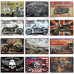 Motocykl metalowy znak blaszany vintage tablica Tin Decor ściany do garażu talerz klubowy rzemieślni