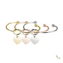 Bangle rostfritt st￥l knutarmband armband h￶g polerat hj￤rta charm armband k￤rlek kan gravera namn diy smycken f￶r kvinnor sl￤pp del otmtu