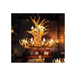 L￢mpadas pendentes Antlers L￢mpada de lustre de resina Modern LED chilter lustre lustre E14 Luzes vintage ROVA LIGUNDAￇￃO DRIA DE DRIA DE LIGUE