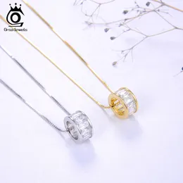 Colares pendentes Orsa Jewels Trendy Round Real 925 Cadeia de pescoço de lasca esterlina para mulheres noivado de jóias OSN178 230202