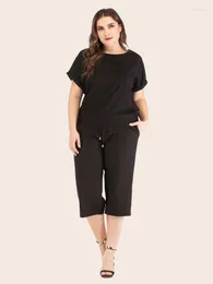 Tracks Women Summer Casual Plus Size solidny styl sportowy kombinezon sportowy moda moda nadmierna dwuczęściowa set Atleisure Pantst Pants