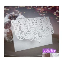 Grußkarten Großhandel China Vintage Laser Cut Hochzeitseinladungen Weiß 50 Stück Party Elegante Luxuriöse Einladungskarte Papiertropfen Dhu7V