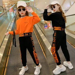 Clothing Sets Girls Sweater Suit Spring Autumn Childrens Longsleeved Casual Topcasual Trousers Big Kids Sports Clothes 230203