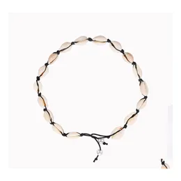 Naszyjniki wisiorek Cowrie Shell Choker Naszyjnik dla kobiet złoto sier kolor mody biżuteria bohemia koralika łańcuch liny