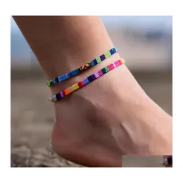 Link Chain Bohemian Anklets f￶r m￤n och kvinnor 2st/set handgjorda rep v￤nskap strandarmband p￥ benen sl￤ppleverans smycken brac otj3h
