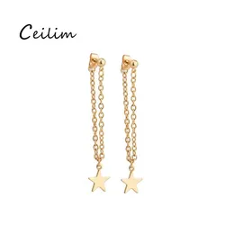 Tassel Tassel Gold Color Star Star Chain Angle Longo Brincos Dangle for Wedding Party Jewelry Wholesale Drop entrega Otgnz