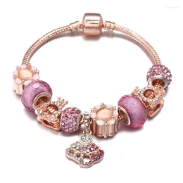 Strand pärlstav strängar charm armband kvinnlig rosguldhänge diy legering stor hål pärla smycken grossist souvenir present rodn22