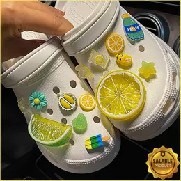 Shoe Parts Accessories Fresh Lemon Croc Charms Designer DIY Cute Shoes Party Deion for JIBS Clogs Kid Boy Women Girls Gifts 230203