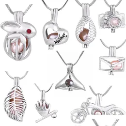 Подвесные ожерелья Wonderf Fashion Sier Cages Мотоцикл/кролик/матерей любовь/конверт/листья/камера Оптовая шарм