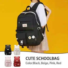 Mochila de sacolas escolares para meninas bookbag foff bag college colabury high high elementar adolescente preto preto vermelho pi s0i3