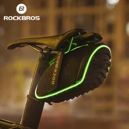 Паннеры Rockbros Bicycle MTB Road Luminous Saddle Sead Sead Cycling Tail Hail Macd Mack с дождевым крышкой водонепроницаемые велосипедные аксессуары 0201