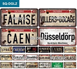 Vintage Frankreich Stadt Nummernschild Metall Blechschild Deutschland Krieg Blechschild Bar Wanddekoration Metallschild Home Decor Plaketten Poster 30 x 15 cm w01