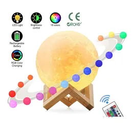 Light Lights 3D LED 16Colors Magical Moon Light Light Desk Desk Lamp USB ألوان قابلة لإعادة الشحن.