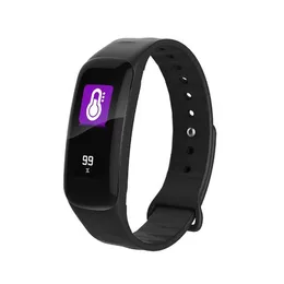 C1 Smart Bracelet Watch Presión arterial Monitor de frecuencia cardíaca Seguimiento de fitness Pectómetro Pedómetro impermeable Bluetooth Observación para el teléfono móvil iOS Android