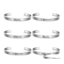 Bangle Medical Alert ID Bracelets Barcels Diabable Diabetes Stains Stains Stains Open Cuff Cuff Bracelet Jewelry Drop Drop Drop