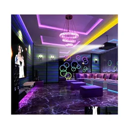 Pendelleuchten RGB Kristall Kronleuchter LED-Licht Luxus Runde Lampe 3 Ringe Pendente Hängeleuchte für Bar Shop Home Drop Lieferung DH8ET