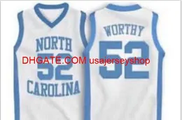 빈티지 #52 NC Tarheels James Worthy Basketball Jersey Size S-4XL 5XL 사용자 정의 이름 번호 저지