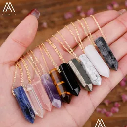 Pendant Necklaces Single Gemstone Point Beads Boho Women Necklace Healing Crystal Chakra Stone Gold Summer Jewelry Gift For Dhgarden Dh1Ch