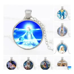 Pendant Necklaces Virgin Mary Necklace Sier Chain Christian Catholicism Vintage Religious Jesus Statement Beautifly Drop Delivery Je Dhvib
