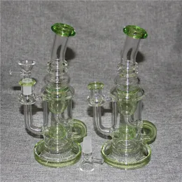 Hopahs Glass Bong Recycler Dab Rig Rökning Vattenrör Rök Bongs Tornado Cyclone Recyclers14mm Joint med Quartz Banger eller Slide Bowl