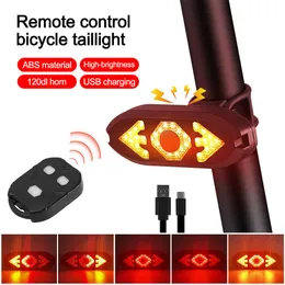 Światła USB LED Tylne światło Bezprzewodowe zdalne sterowanie rowerami tylne światło Turnt Sygnał rowerowy rowerowy rower z ostrzeżeniem rogu 0202