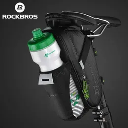 Panniers S Rockbros Rainproakt bak med vattenflaskan Pocket Bicycle Tail Seat Sadel Bag Reflective Pouch Bike Accessories 0201