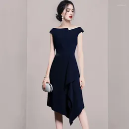 파티 드레스 여름 2023 Han Edition of Fashion Dress Irregular Falbala 디자인 느낌 기상은 단어 어깨입니다.