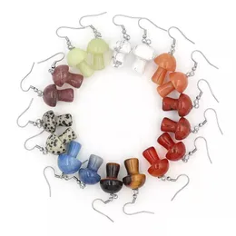 Charm Natural Stone Mushroom Charms örhängen hand snidad kristallkvartz mini örhänge hängsmycken släpp leverans dhgarden dhetj