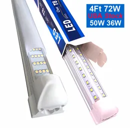 25pcs V şekilli 2ft 3ft 4ft 5ft 6ft 8ft soğutucu kapı LED tüpler T8 Entegre LED Tüpler 4 tarafı LED Işıklar Fikstürleri ABD'de Stok