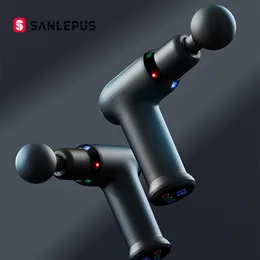 전신 마사지 Sanlepus Cool LED LIGHT MASSAGE GUN COMPRESS 전기 마사거 깊은 조직 근육 목 바디 및 백 이완 230203